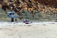 Beach at Torrey Pines in the summer - full of sand.